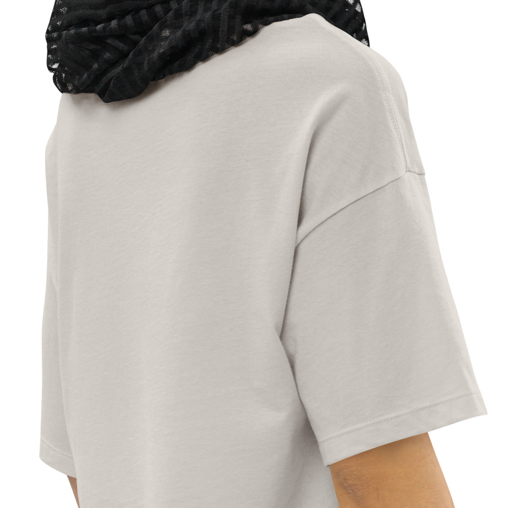 Loose drop shoulder crop top