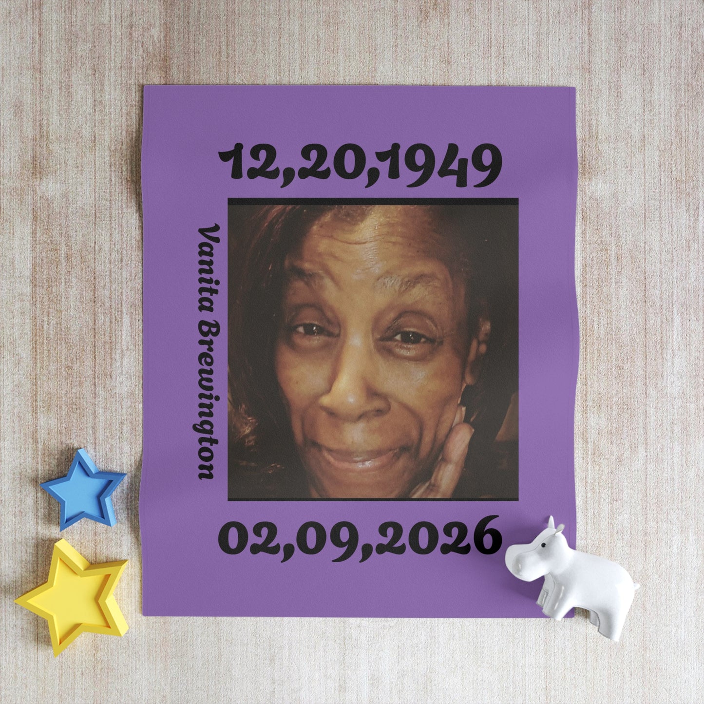 Personalized Photo Throw Blanket – "Vanita Brewington 2026" Memorial Keepsake