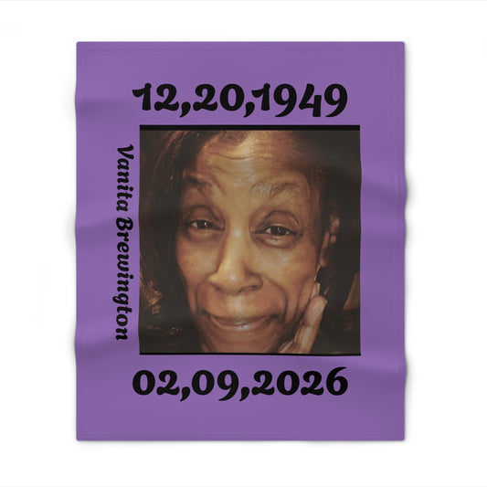 Personalized Photo Throw Blanket – "Vanita Brewington 2026" Memorial Keepsake