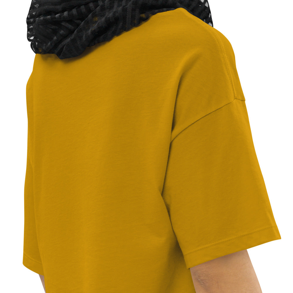 Loose drop shoulder crop top