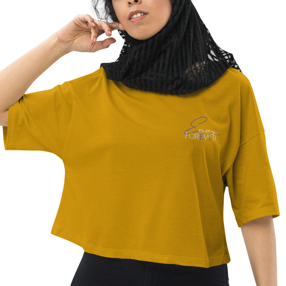 Loose drop shoulder crop top