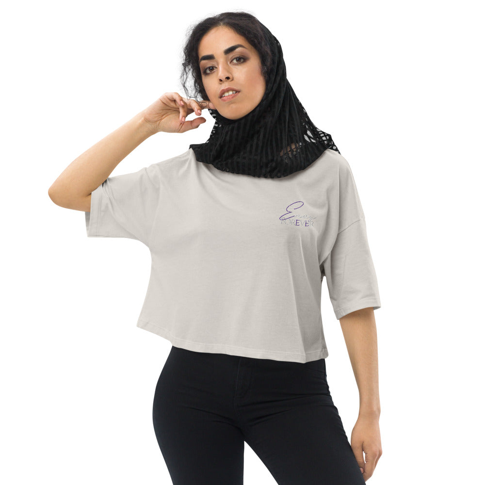 Loose drop shoulder crop top