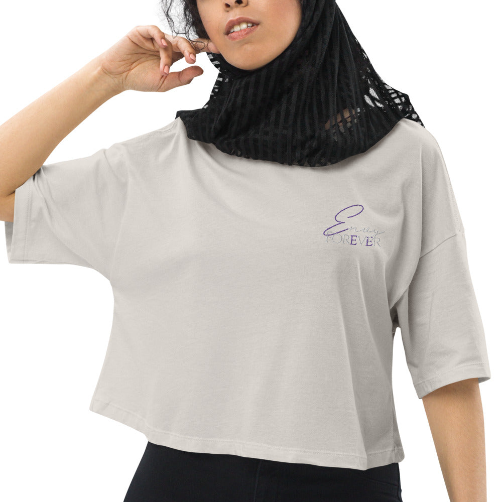 Loose drop shoulder crop top